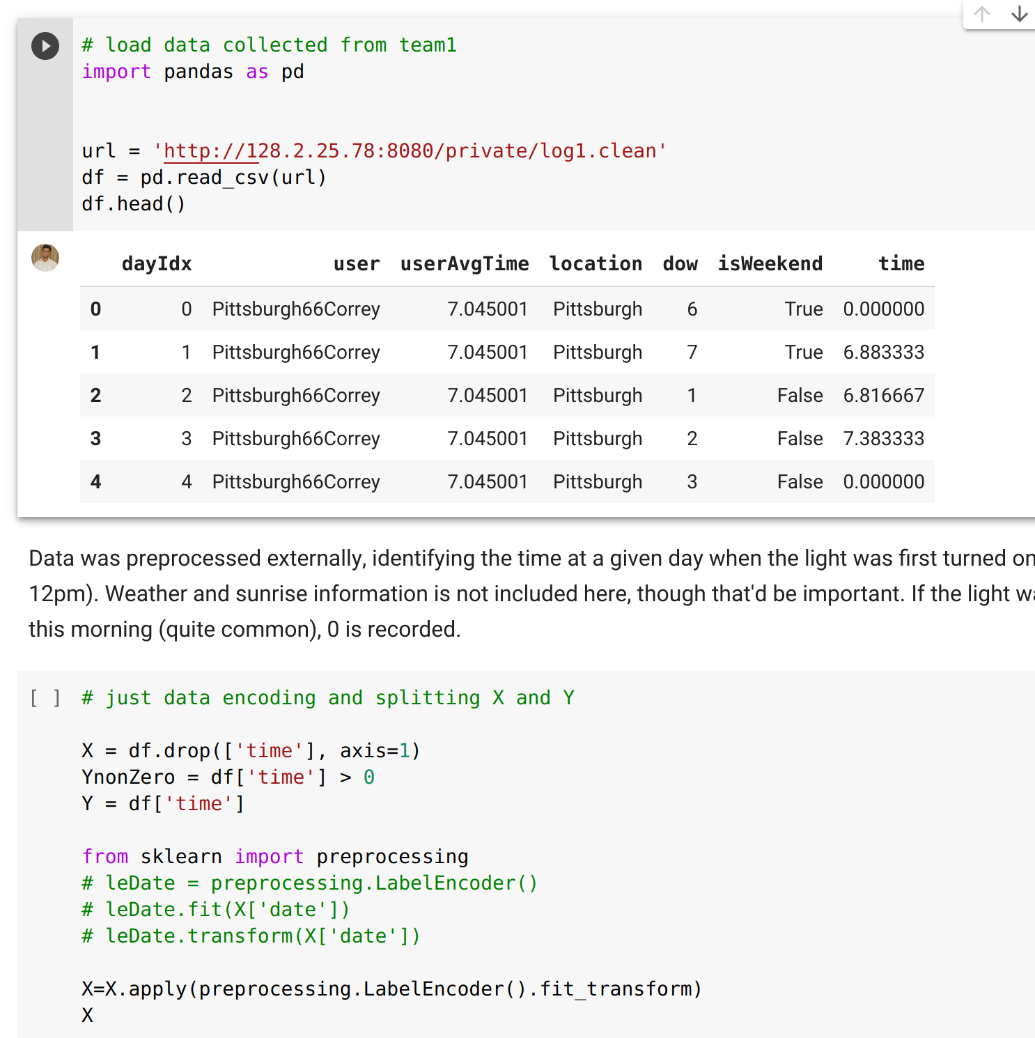 Notebook example