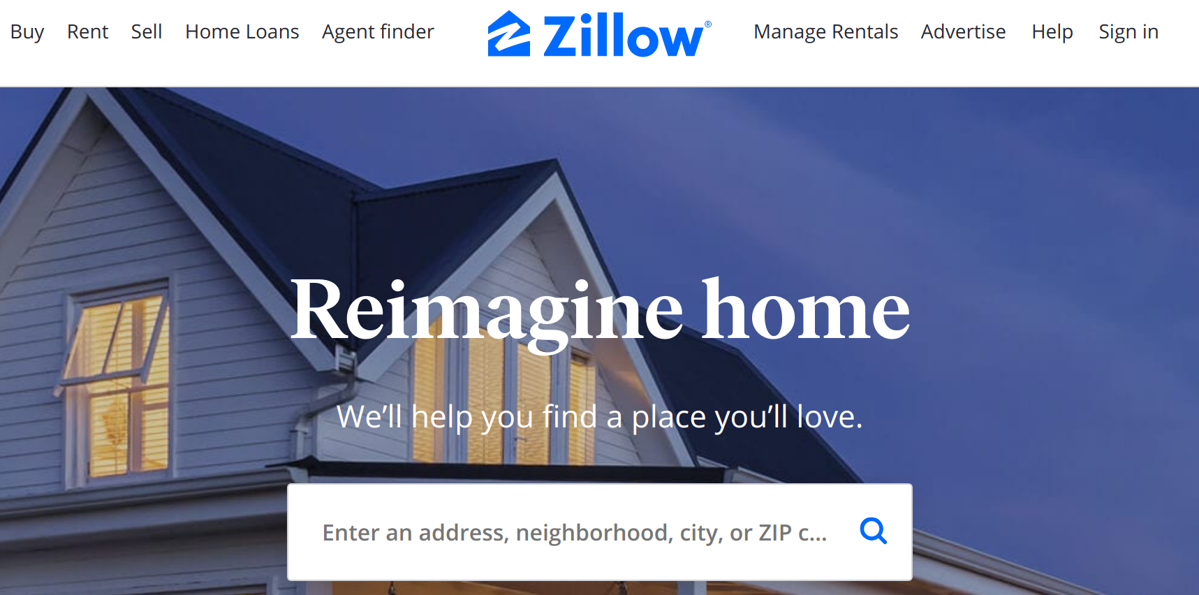 Zillow front page