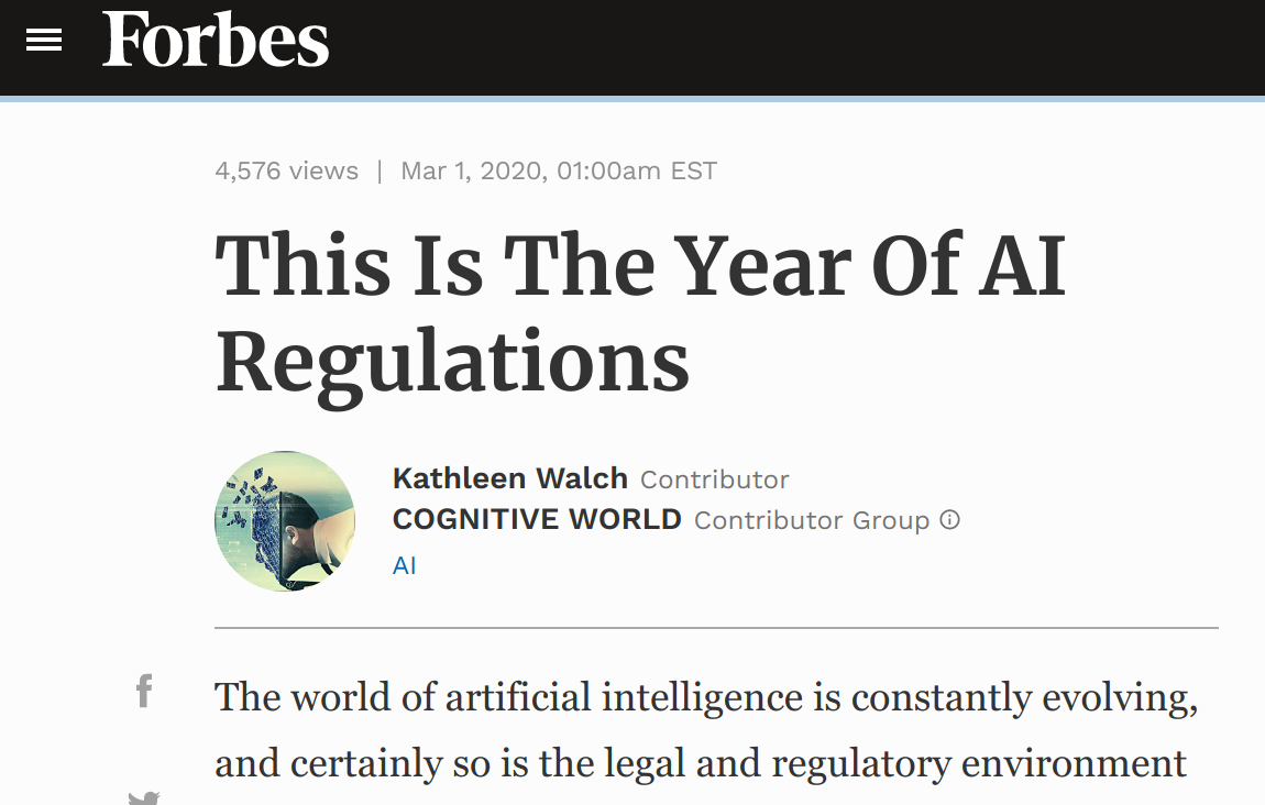 Forbes Article: This Is The Year Of AI Regulations