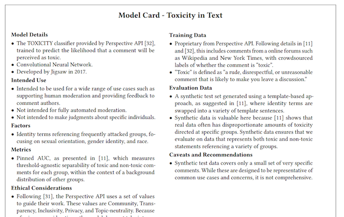 Model Card Example