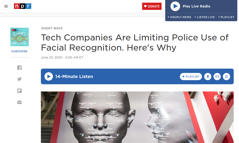 Self regulation of tech companies on facial recognition