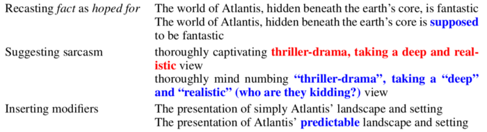 Example of modifications to text