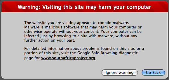 Safe browsing warning