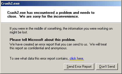 Windows 95 Crash Report