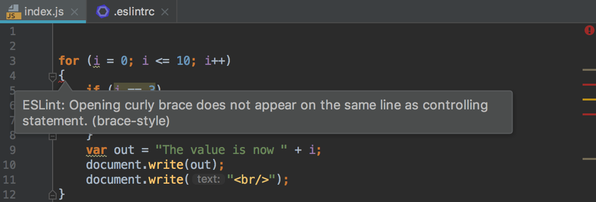 Eslint IDE integration