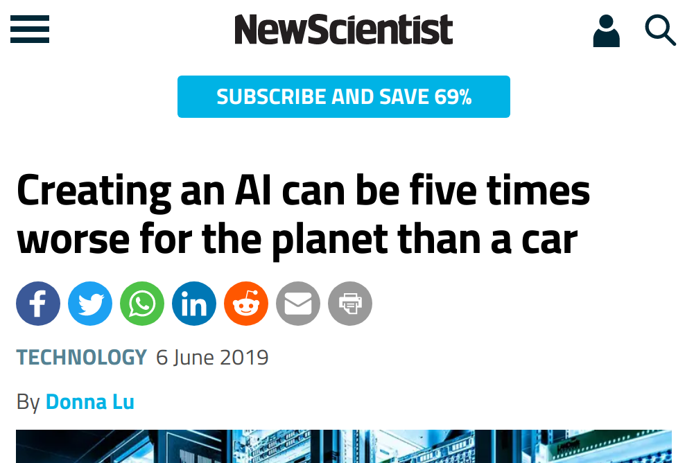 Article: Creating an AI can be five times worse for the planet than a car